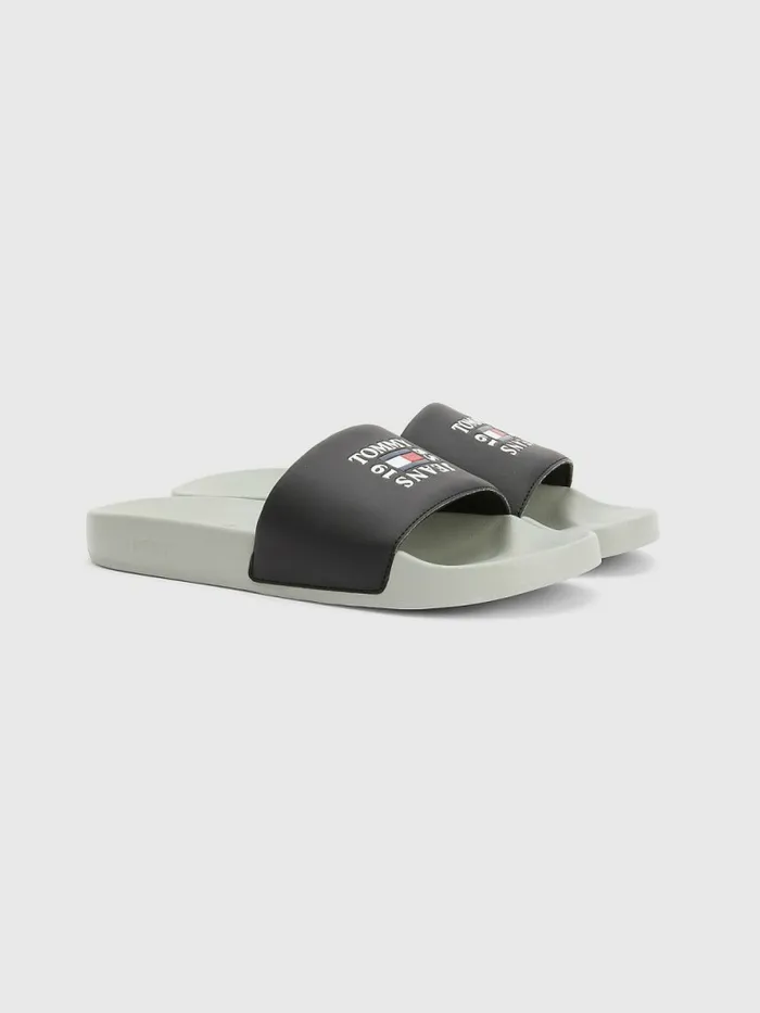 Tommy Hilfiger Essential Logo Pool Slides Faded Willow Mens Sandals Sliders and Flip Flops Sale Tommy Hilfiger Essential Logo Pool Slides Faded Willow Mens Sandals Sliders and Flip Flops Sale