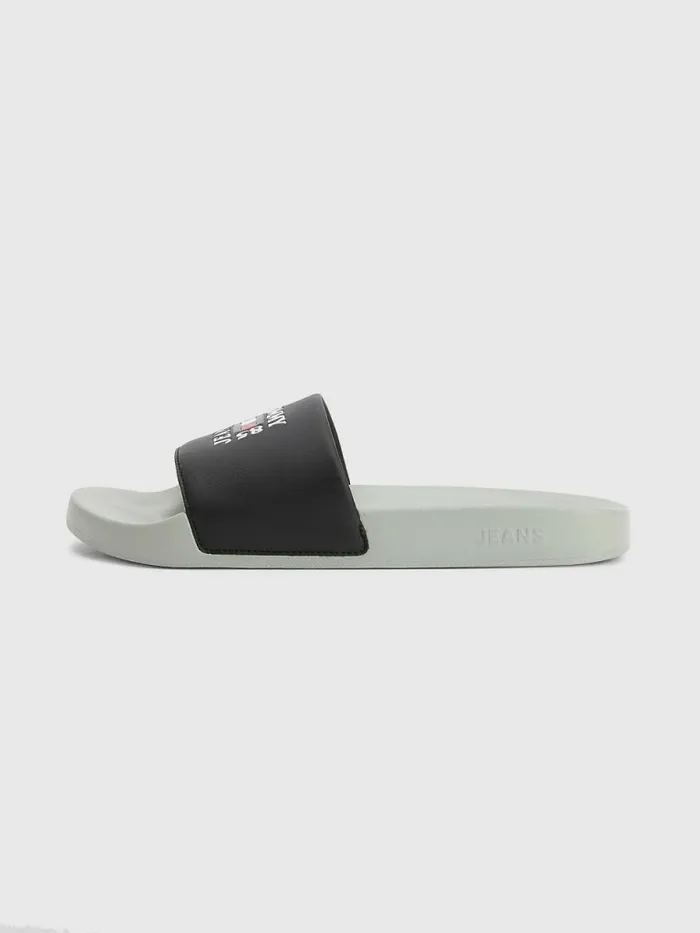 Tommy Hilfiger Essential Logo Pool Slides Faded Willow Mens Sandals Sliders and Flip Flops Sale