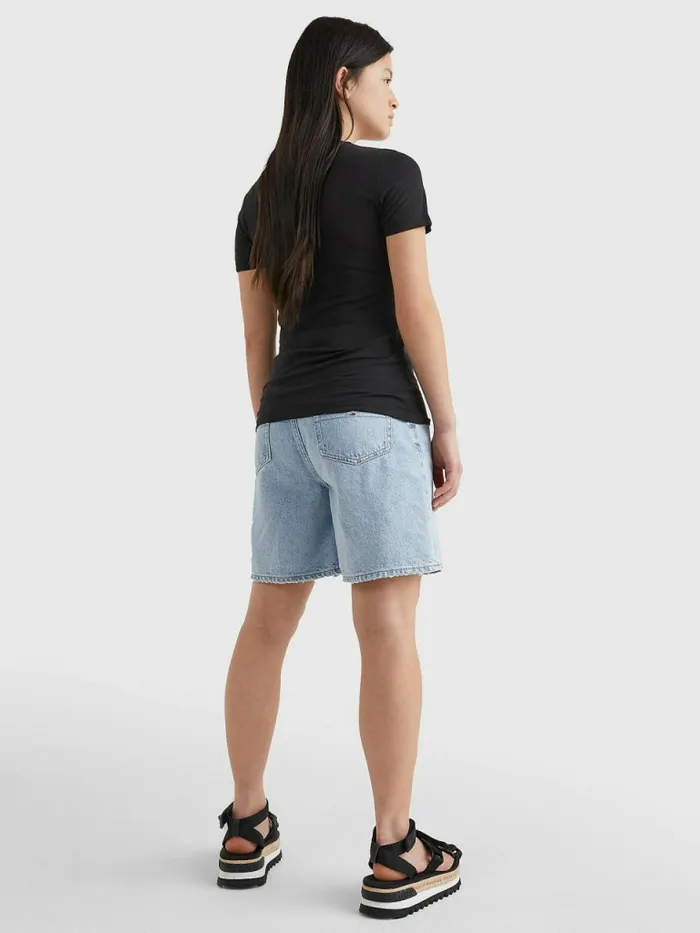 Tommy Hilfiger Essential Logo Skinny Fit TShirt Black Womens TShirts Online