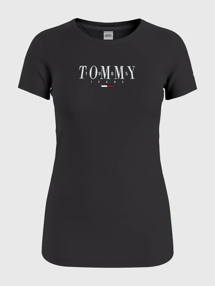 Tommy Hilfiger Essential Logo Skinny Fit TShirt Black Womens TShirts Online