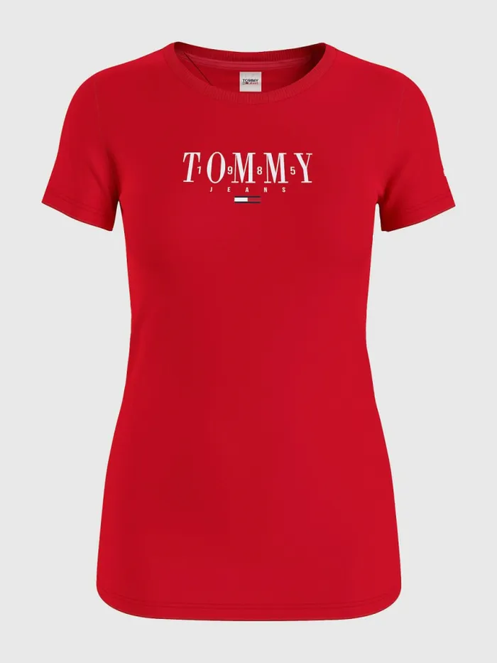 Tommy Hilfiger Essential Logo Skinny Fit TShirt Deep Crimson Womens TShirts Sale