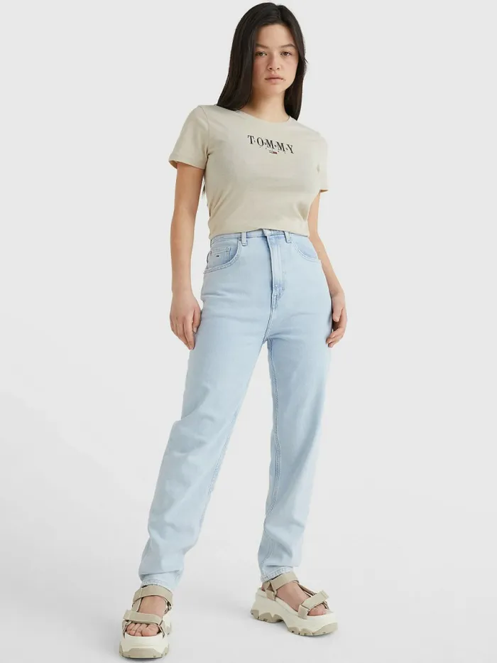 Tommy Hilfiger Essential Logo Skinny Fit TShirt Savannah Sand Womens TShirts For Sale