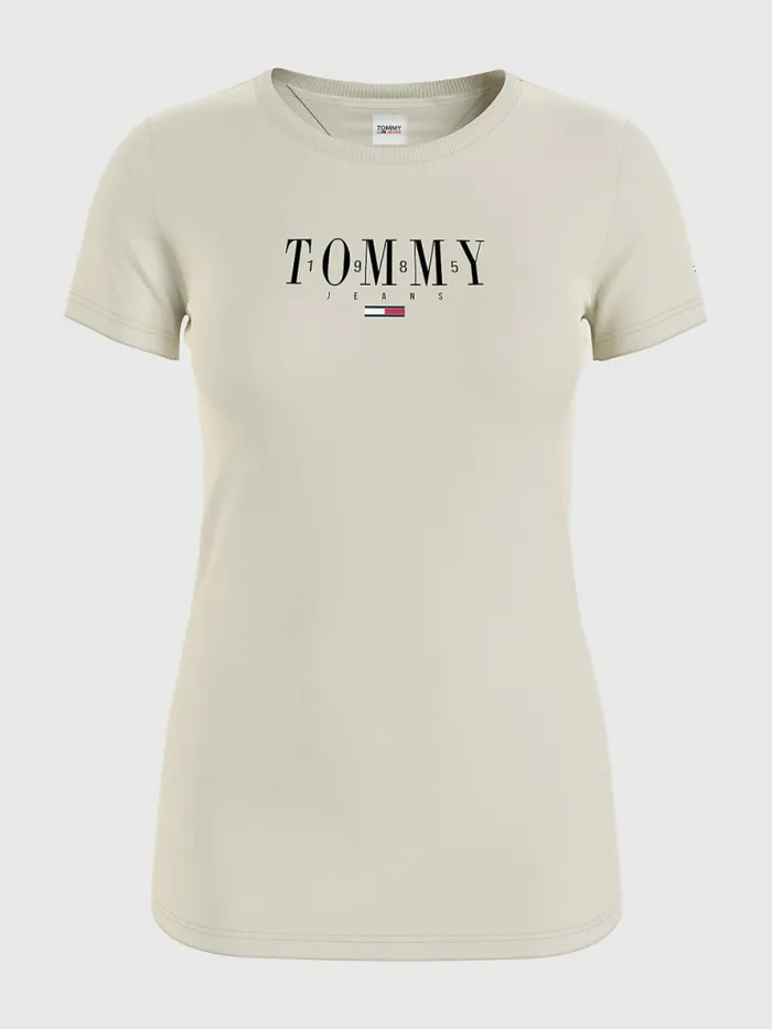 Tommy Hilfiger Essential Logo Skinny Fit TShirt Savannah Sand Womens TShirts For Sale