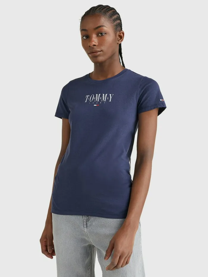 Tommy Hilfiger Essential Logo Skinny Fit TShirt Twilight Navy Womens TShirts Cheap On Sale Tommy Hilfiger Essential Logo Skinny Fit TShirt Twilight Navy Womens TShirts Cheap On Sale