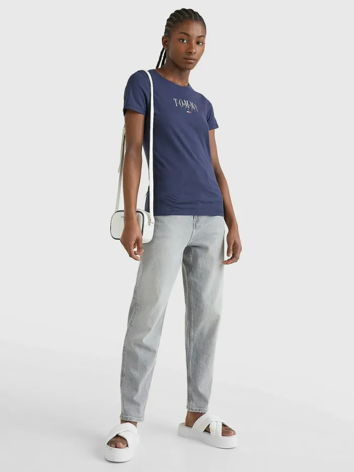 Tommy Hilfiger Essential Logo Skinny Fit TShirt Twilight Navy Womens TShirts Cheap On Sale