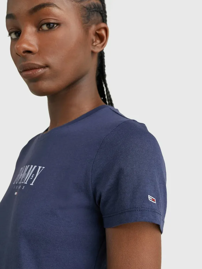 Tommy Hilfiger Essential Logo Skinny Fit TShirt Twilight Navy Womens TShirts Cheap On Sale