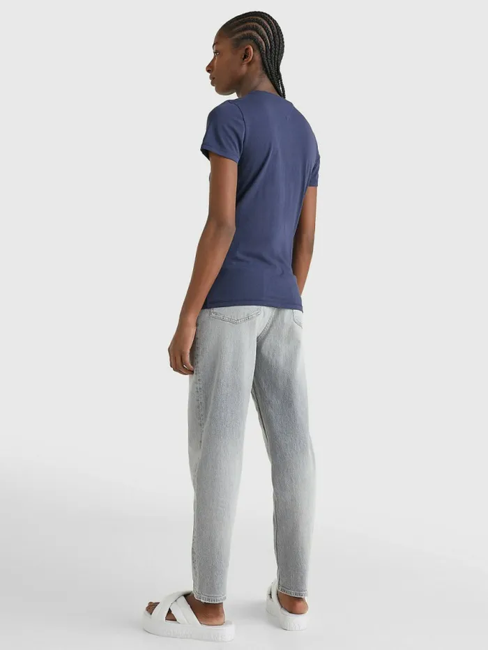 Tommy Hilfiger Essential Logo Skinny Fit TShirt Twilight Navy Womens TShirts Cheap On Sale