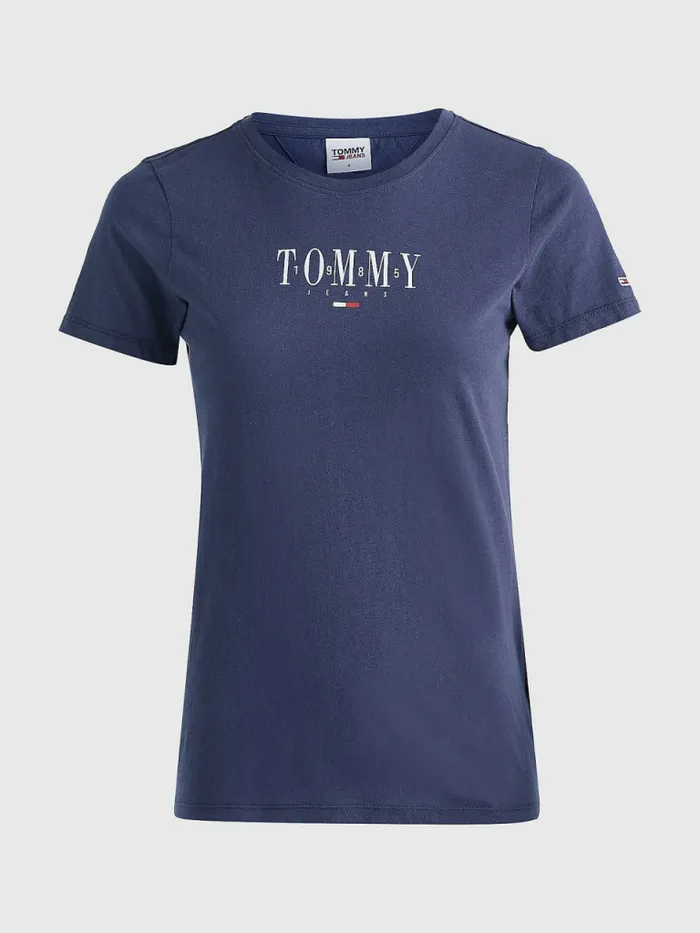 Tommy Hilfiger Essential Logo Skinny Fit TShirt Twilight Navy Womens TShirts Cheap On Sale