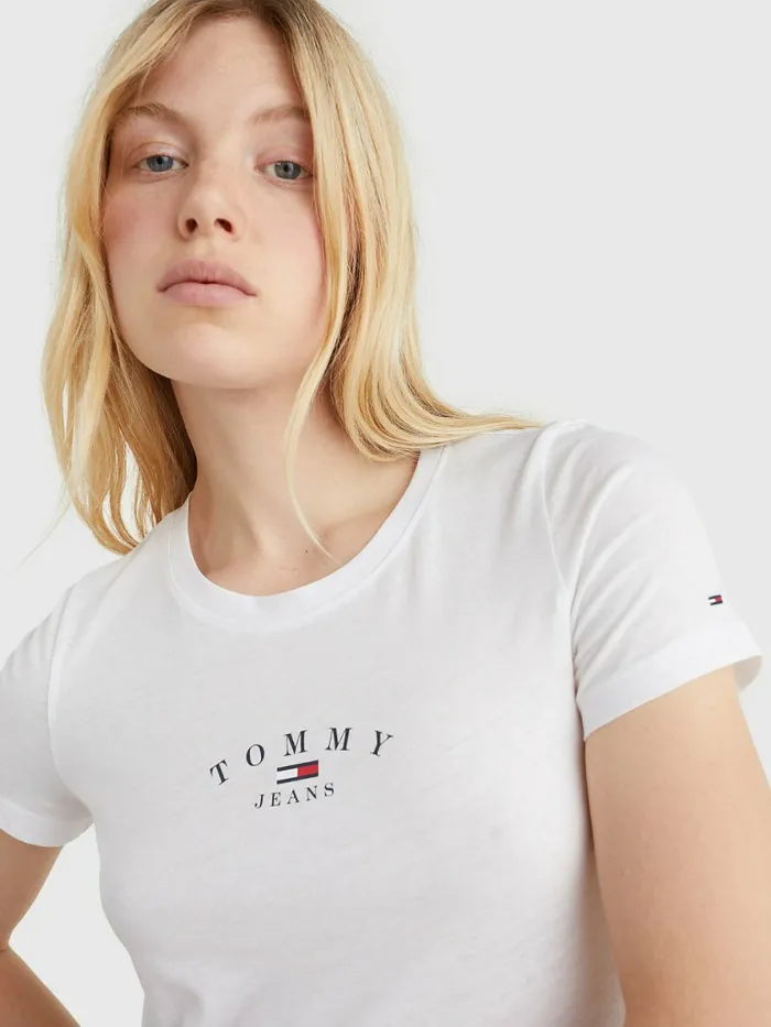 Tommy Hilfiger Essential Logo Skinny Fit TShirt White Womens TShirts Gift Ideas