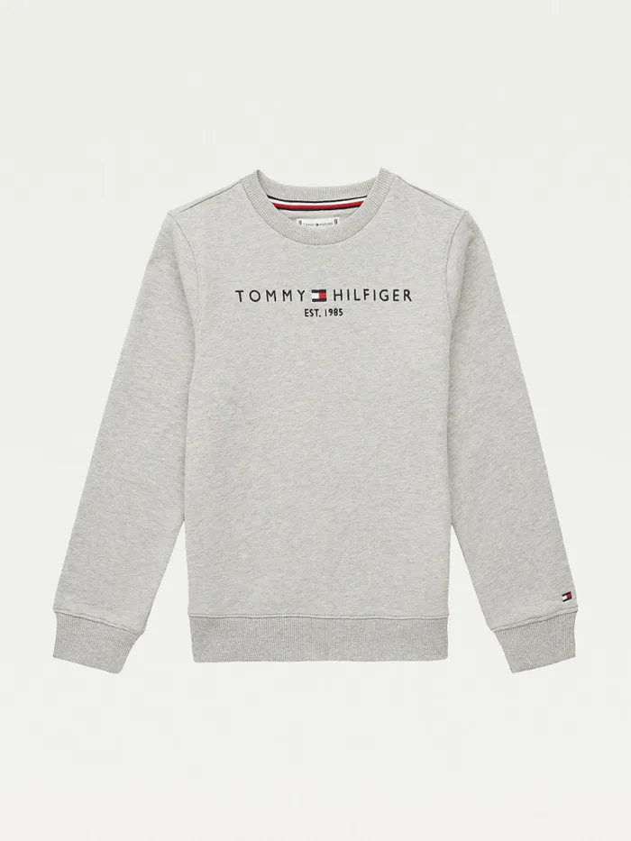 Tommy Hilfiger Essential Logo Sweatshirt Light Grey Heather Boys Sweatshirts and Hoodies Popular Tommy Hilfiger Essential Logo Sweatshirt Light Grey Heather Boys Sweatshirts and Hoodies Popular