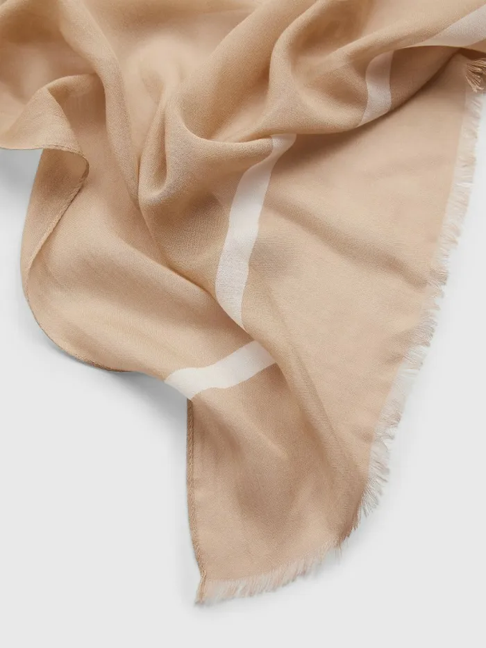 Tommy Hilfiger Essential Modal Logo Scarf Sandrift Womens Hats and Scarves Gift 4 You