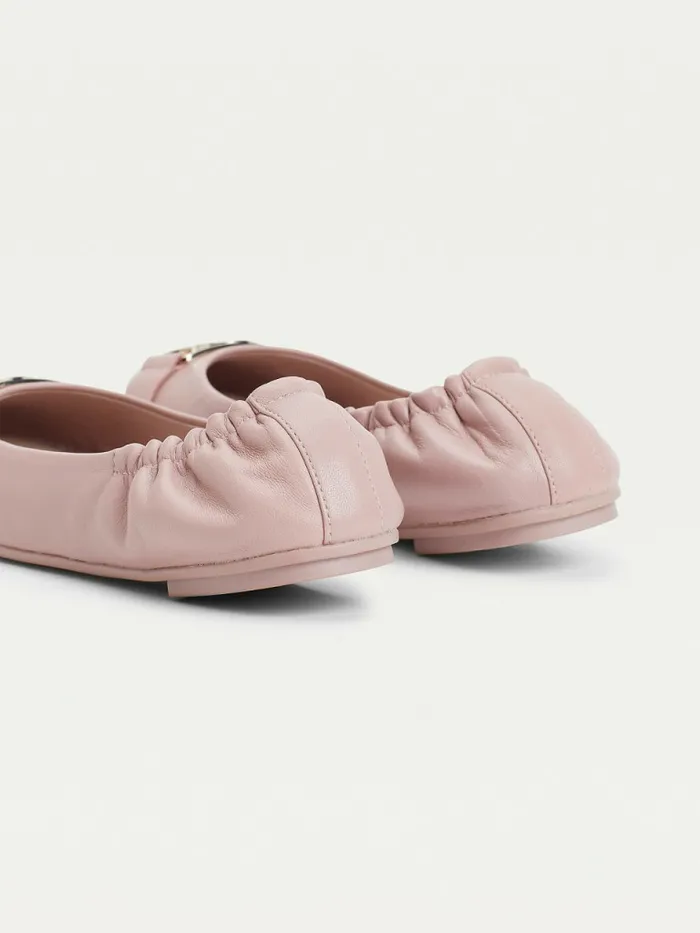 Tommy Hilfiger Essential Monogram Leather Ballerinas Desert Mauve Womens Flat Shoes Gift 4 You