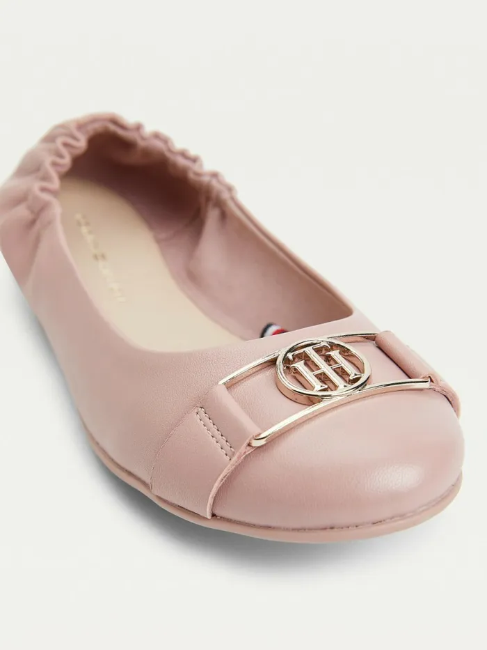 Tommy Hilfiger Essential Monogram Leather Ballerinas Desert Mauve Womens Flat Shoes Gift 4 You