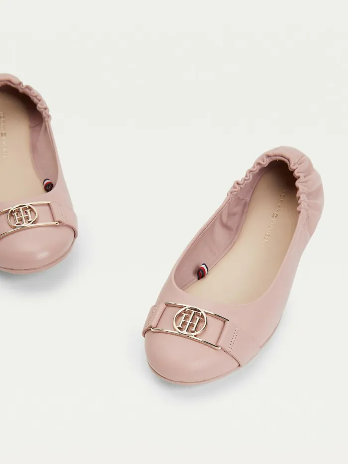 Tommy Hilfiger Essential Monogram Leather Ballerinas Desert Mauve Womens Flat Shoes Gift 4 You