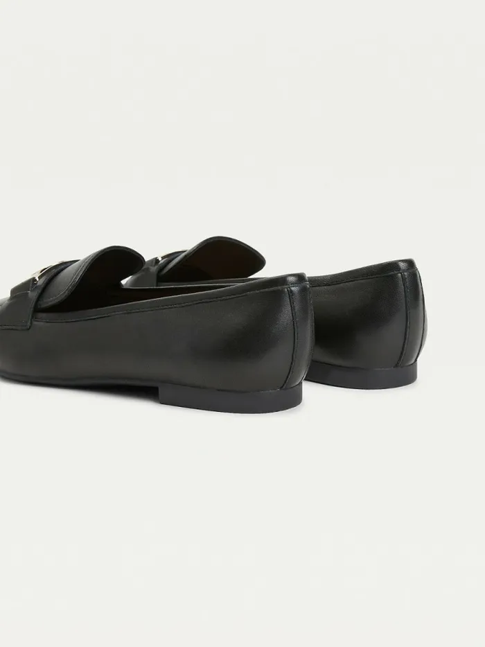 Tommy Hilfiger Essential Monogram Loafers Black Womens Flat Shoes Casaul
