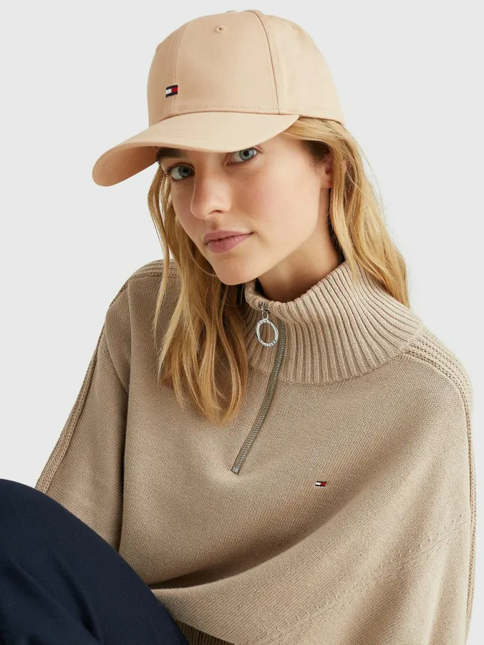 Tommy Hilfiger Essential Organic Cotton Flag Cap Sandrift Womens Hats and Scarves Casaul