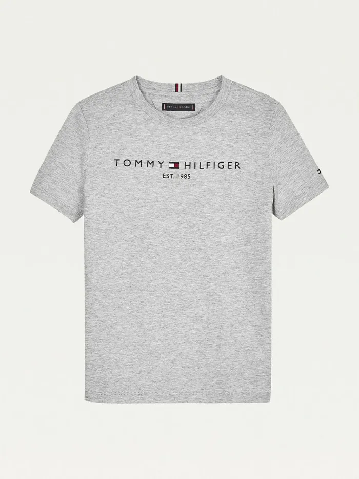 Tommy Hilfiger Essential Organic Cotton Logo TShirt Light Grey Heather Girls Tops and TShirts Popular Tommy Hilfiger Essential Organic Cotton Logo TShirt Light Grey Heather Girls Tops and TShirts Popular