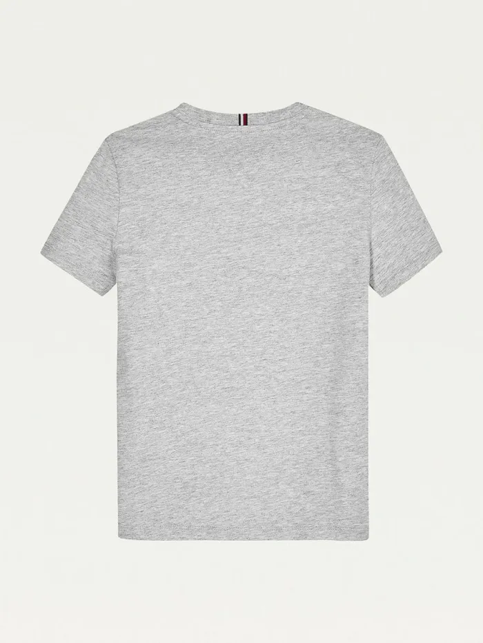 Tommy Hilfiger Essential Organic Cotton Logo TShirt Light Grey Heather Girls Tops and TShirts Popular