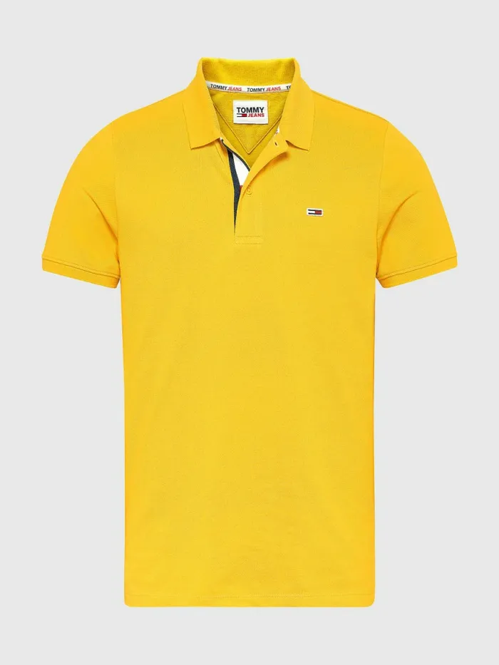 Tommy Hilfiger Essential Organic Cotton Slim Fit Polo Prairie Yellow Mens Polo Shirts Gift for Friend