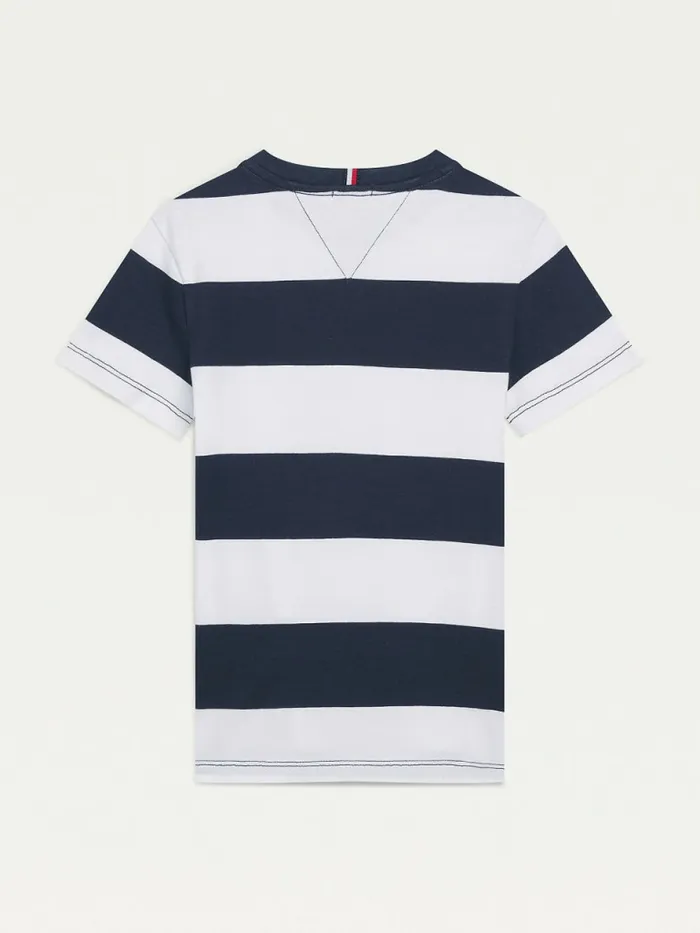 Tommy Hilfiger Essential Organic Cotton Stripe TShirt Blue Stripe Boys TShirts and Polos Cheap On Sale