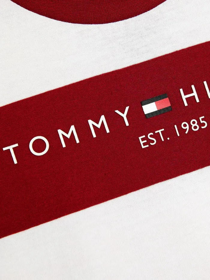 Tommy Hilfiger Essential Organic Cotton Stripe TShirt Red Stripe Boys TShirts and Polos Near Me
