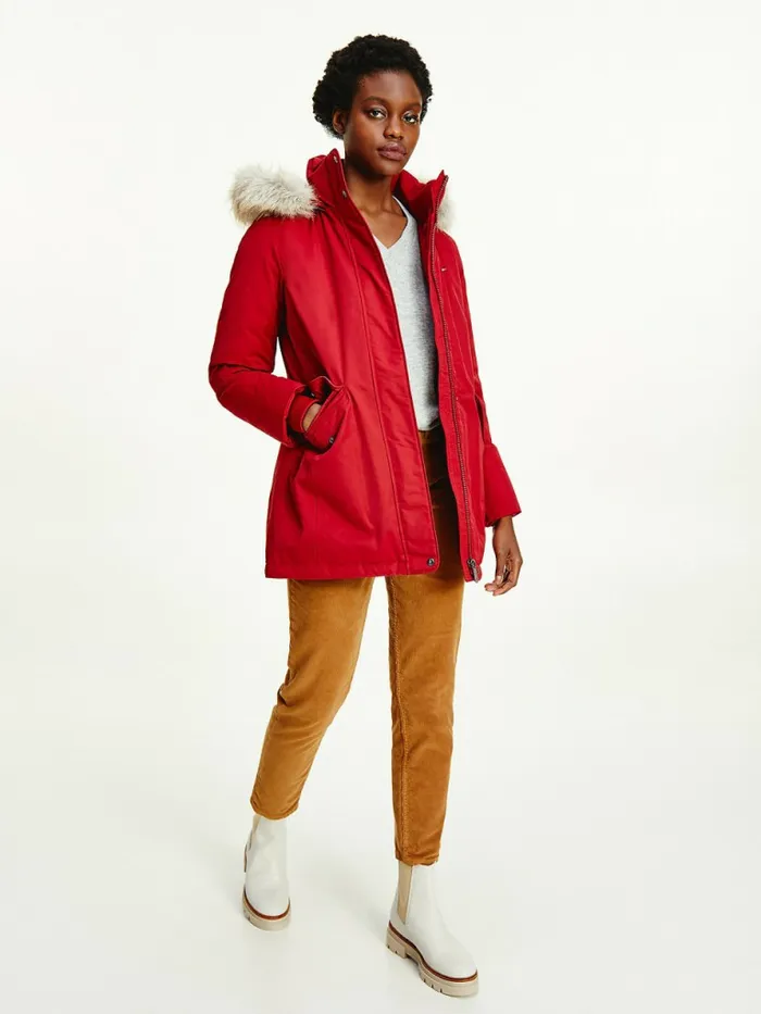 Tommy Hilfiger Essential Padded Parka Regatta Red Womens Coats and Jackets For Sale Tommy Hilfiger Essential Padded Parka Regatta Red Womens Coats and Jackets For Sale