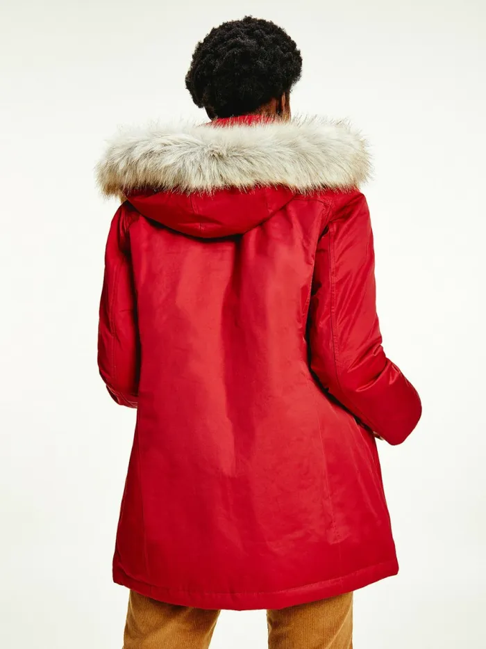 Tommy Hilfiger Essential Padded Parka Regatta Red Womens Coats and Jackets For Sale