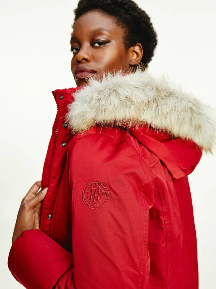 Tommy Hilfiger Essential Padded Parka Regatta Red Womens Coats and Jackets For Sale