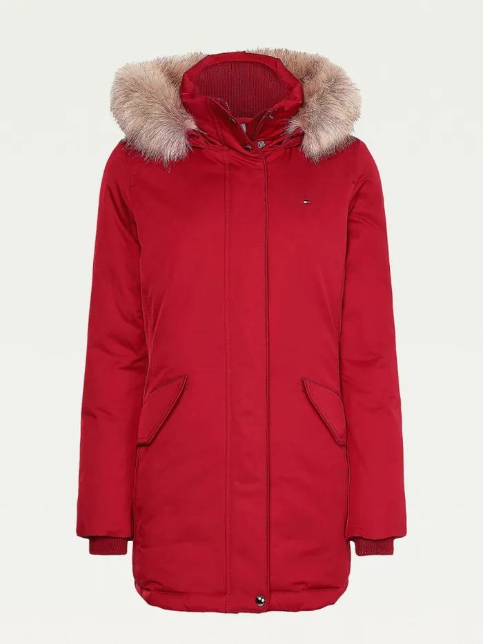 Tommy Hilfiger Essential Padded Parka Regatta Red Womens Coats and Jackets For Sale