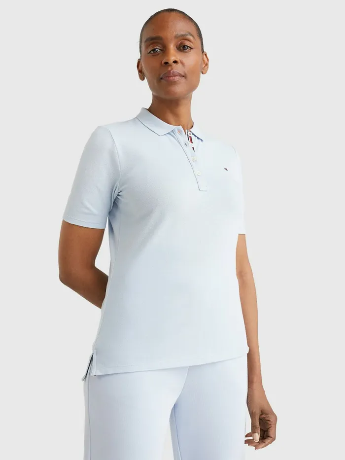 Tommy Hilfiger Essential Placket Detail Polo Breezy Blue Womens Polo Shirts Online Tommy Hilfiger Essential Placket Detail Polo Breezy Blue Womens Polo Shirts Online