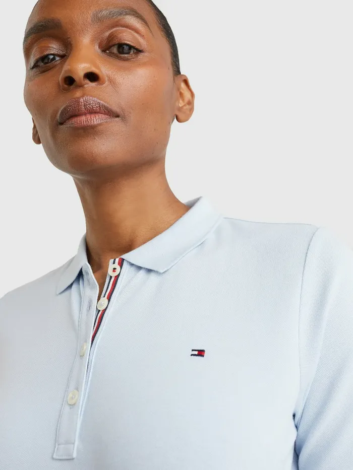 Tommy Hilfiger Essential Placket Detail Polo Breezy Blue Womens Polo Shirts Online