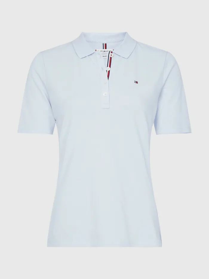 Tommy Hilfiger Essential Placket Detail Polo Breezy Blue Womens Polo Shirts Online