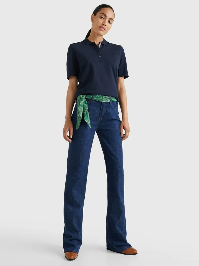 Tommy Hilfiger Essential Placket Detail Polo Desert Sky Womens Polo Shirts Near Me