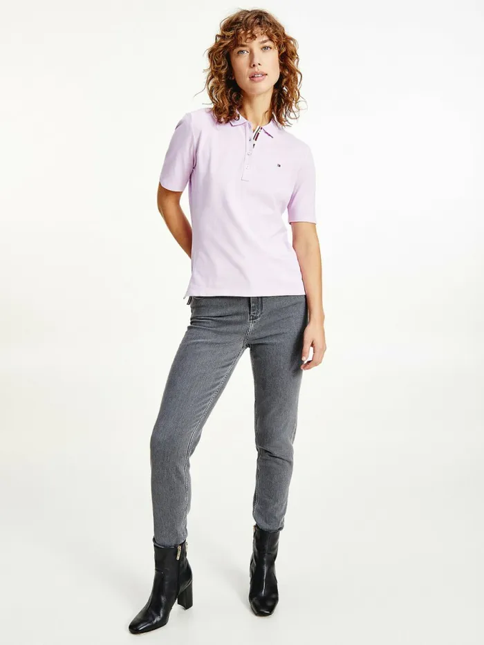 Tommy Hilfiger Essential Placket Detail Polo Luminous Lilac Womens Polo Shirts Fashion Tommy Hilfiger Essential Placket Detail Polo Luminous Lilac Womens Polo Shirts Fashion