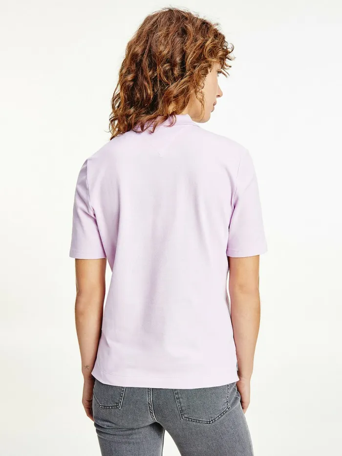 Tommy Hilfiger Essential Placket Detail Polo Luminous Lilac Womens Polo Shirts Fashion