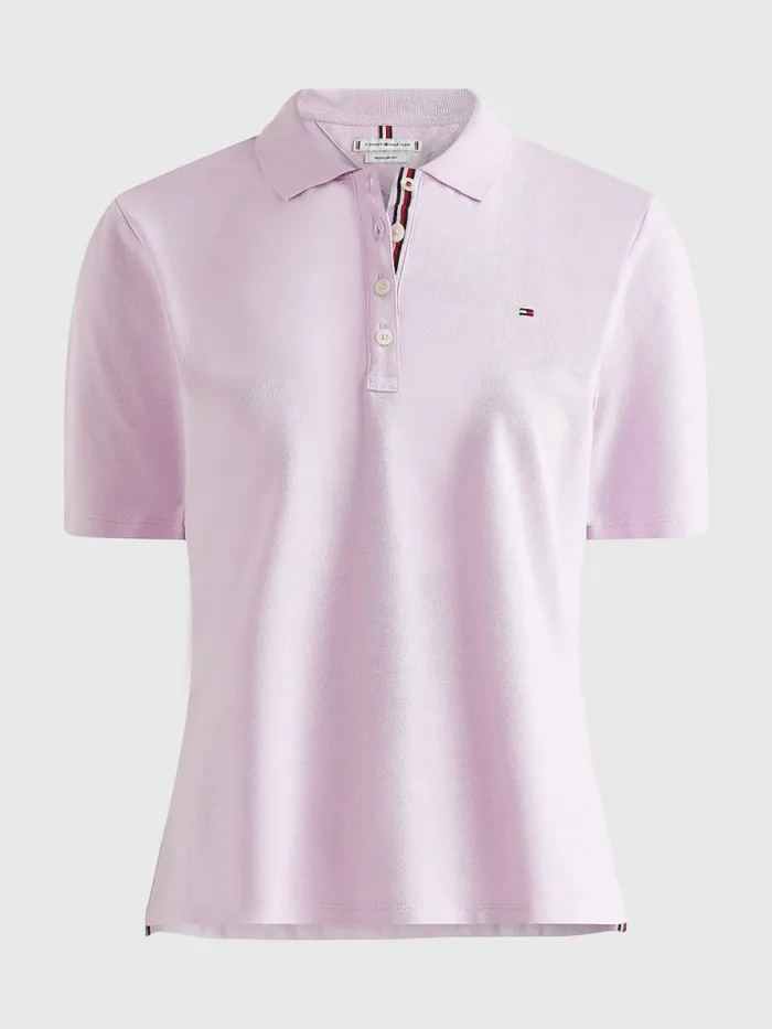 Tommy Hilfiger Essential Placket Detail Polo Luminous Lilac Womens Polo Shirts Fashion