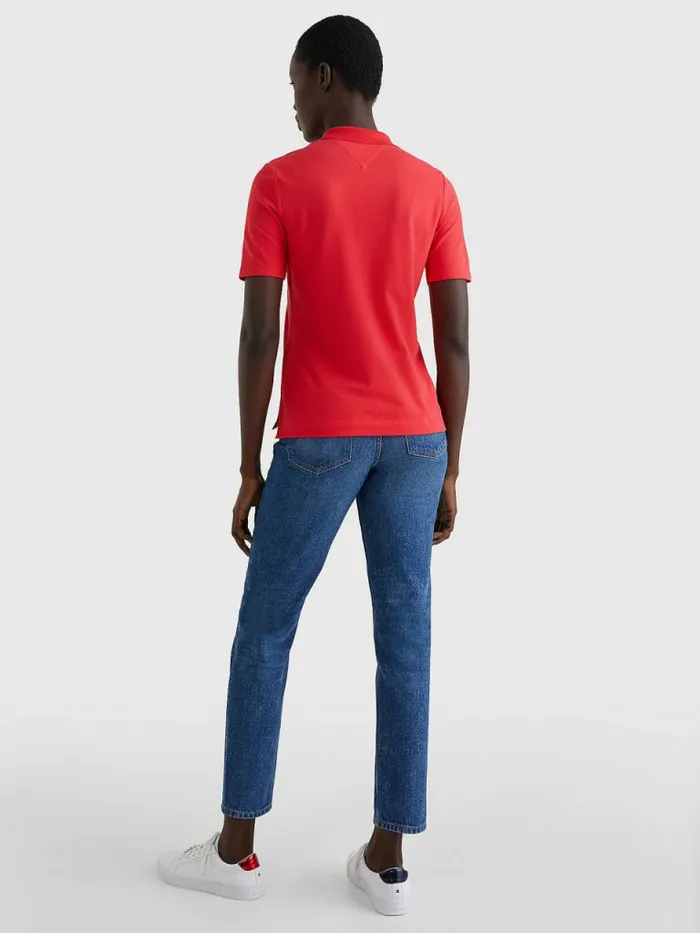 Tommy Hilfiger Essential Placket Detail Polo Red Alert Womens Polo Shirts For Sale