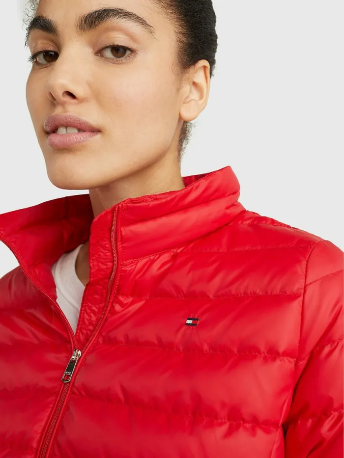 Tommy Hilfiger Essential Removable Hood Down Jacket Primary Red Womens Coats and Jackets Gift for Friend