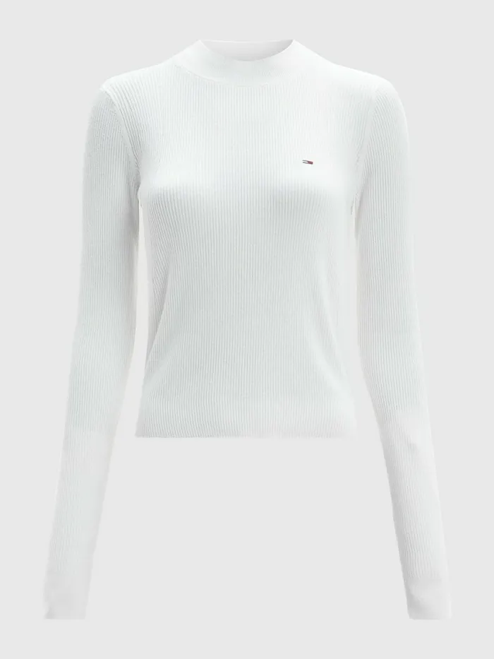 Tommy Hilfiger Essential RibKnit Jumper Ecru Womens Knitwear For Sale