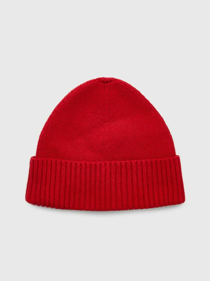 Tommy Hilfiger Essential Rib Knit Short Beanie Tommy Red Mens Hats and Scarves Sale