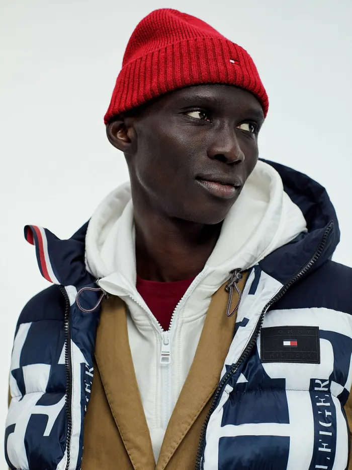 Tommy Hilfiger Essential Rib Knit Short Beanie Tommy Red Mens Hats and Scarves Sale