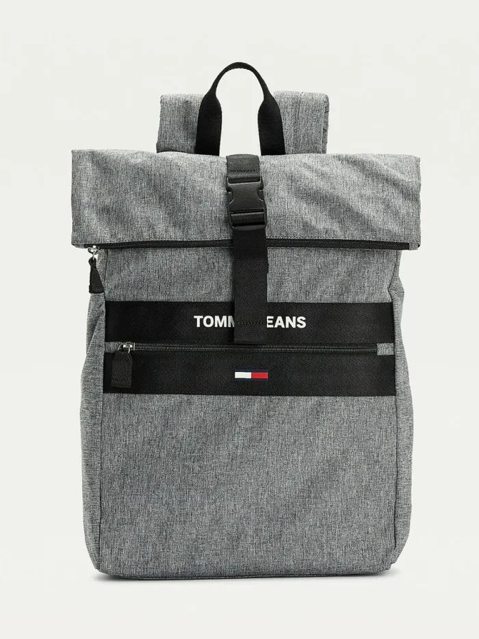 Tommy Hilfiger Essential RollTop Backpack Grey Melange Mens Bags Fashion
