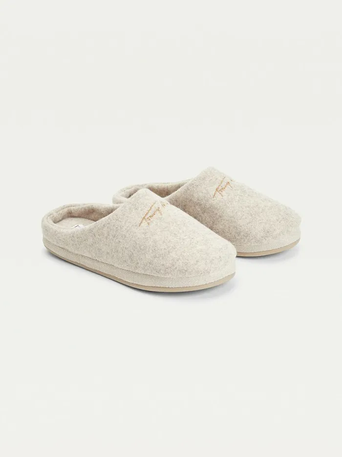 Tommy Hilfiger Essential Signature Home Slipper Beige Heather Womens Flat Shoes On Sale Tommy Hilfiger Essential Signature Home Slipper Beige Heather Womens Flat Shoes On Sale