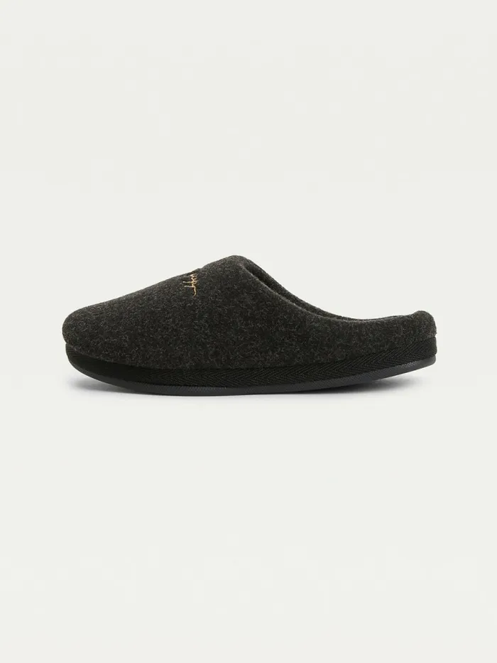 Tommy Hilfiger Essential Signature Home Slipper Black Heather Womens Flat Shoes Gift for Friend