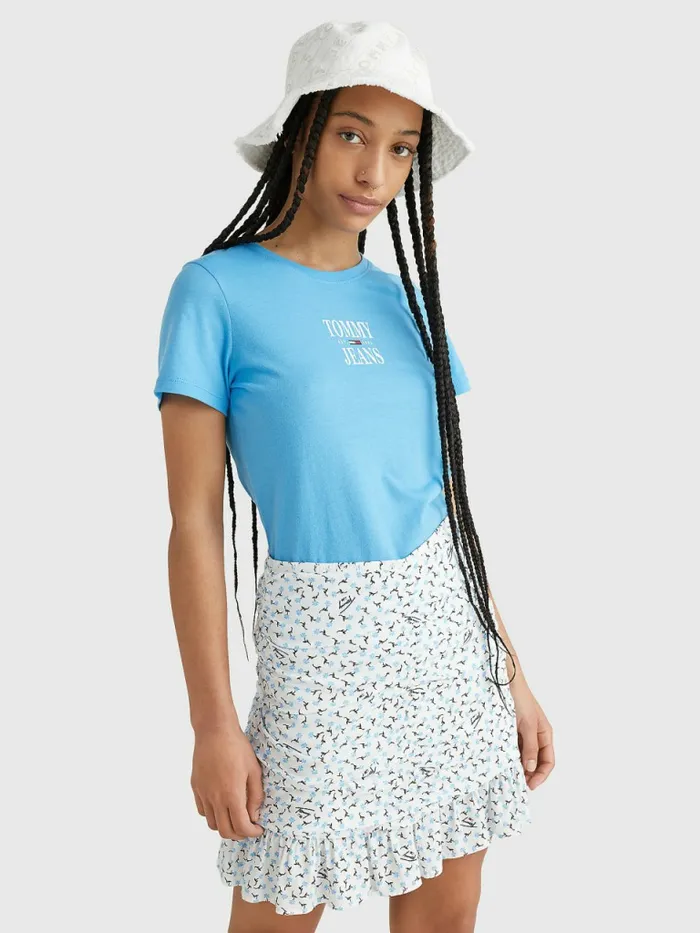 Tommy Hilfiger Essential Skinny Fit Logo TShirt Blue Crush Womens TShirts Popular Tommy Hilfiger Essential Skinny Fit Logo TShirt Blue Crush Womens TShirts Popular