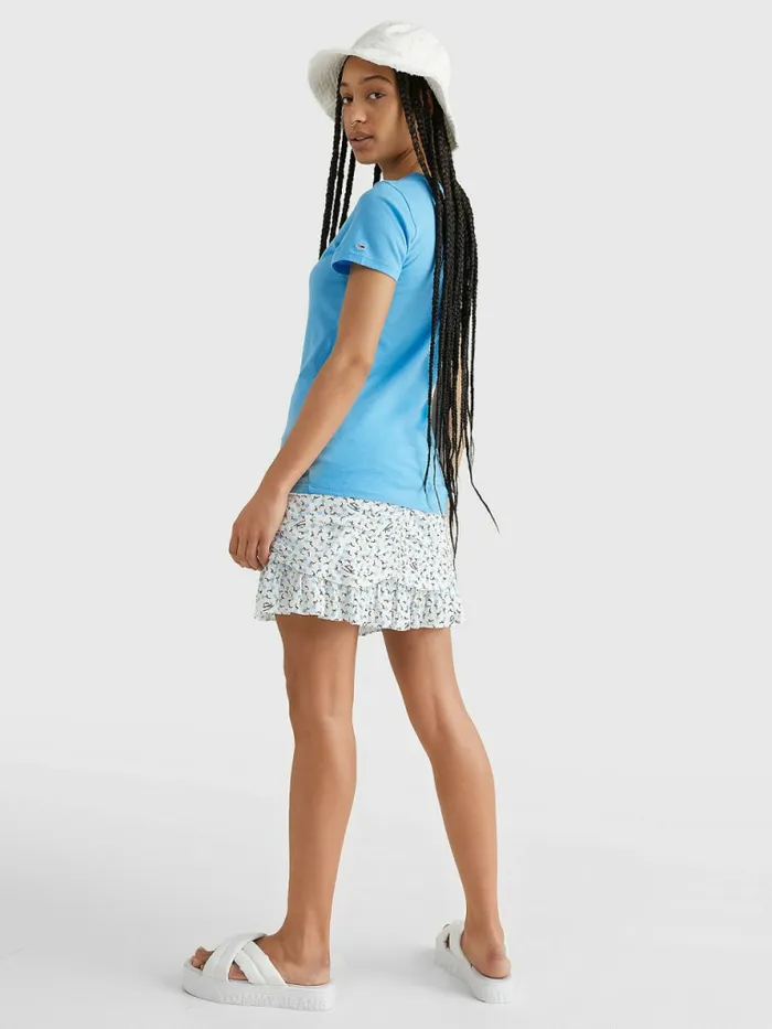 Tommy Hilfiger Essential Skinny Fit Logo TShirt Blue Crush Womens TShirts Popular