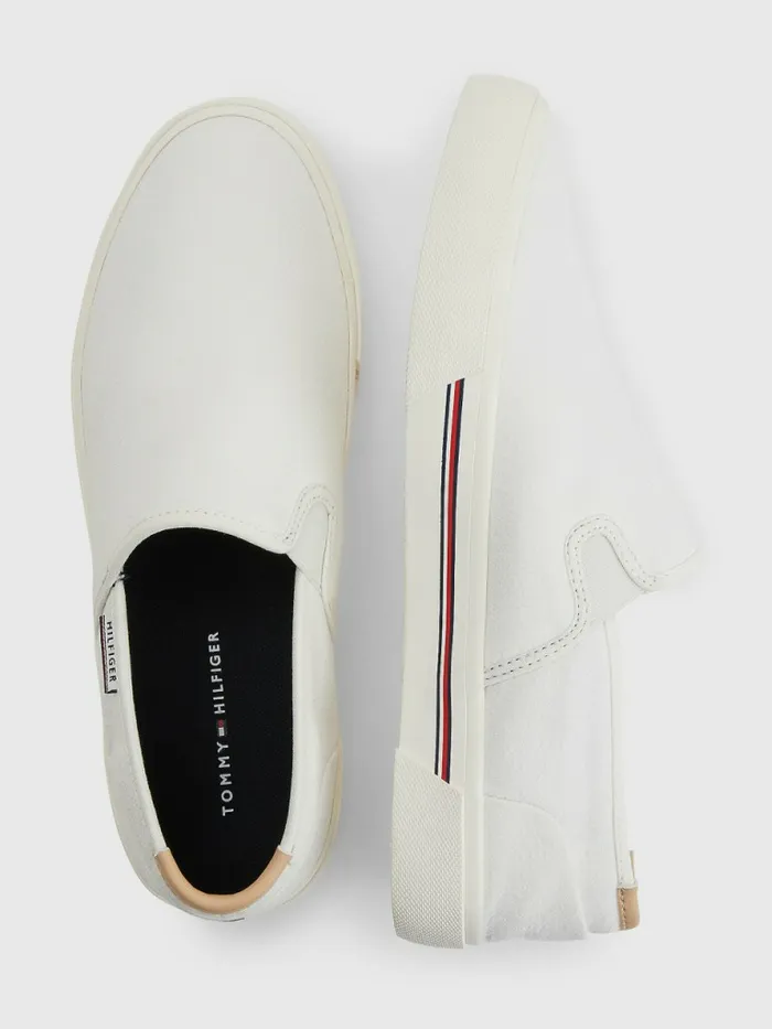 Tommy Hilfiger Essential SlipOn Vulcanised Trainers Ecru Mens Sandals Sliders and Flip Flops Casaul