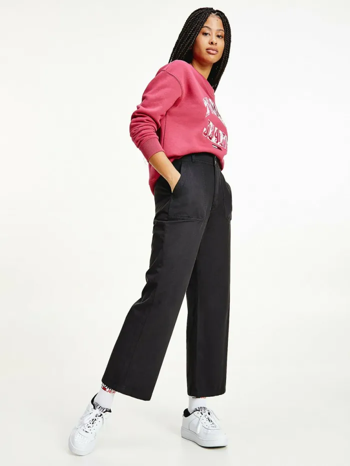 Tommy Hilfiger Essential Straight Leg Trousers Black Womens Trousers