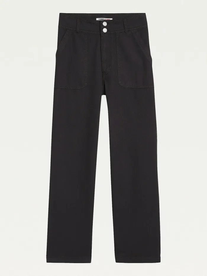 Tommy Hilfiger Essential Straight Leg Trousers Black Womens Trousers