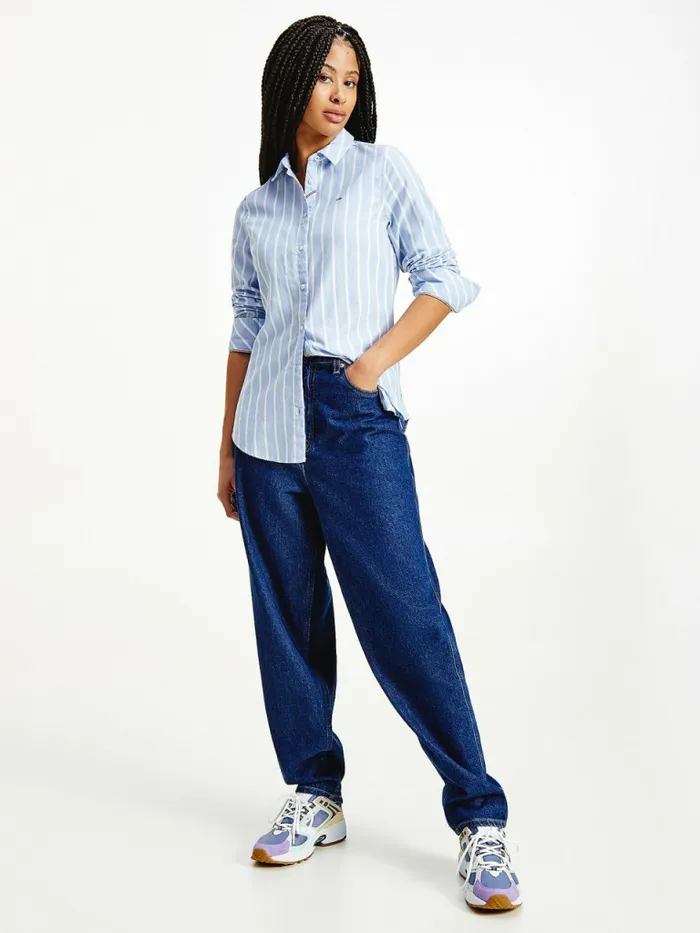 Tommy Hilfiger Essential Stripe Slim Fit Shirt WhiteModerate Blue Womens Shirts and Blouses Gift 4 You Tommy Hilfiger Essential Stripe Slim Fit Shirt WhiteModerate Blue Womens Shirts and Blouses Gift 4 You